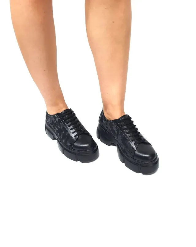 Catinca Shoes X3 NBCN pantofi dama piele negru camuflaj