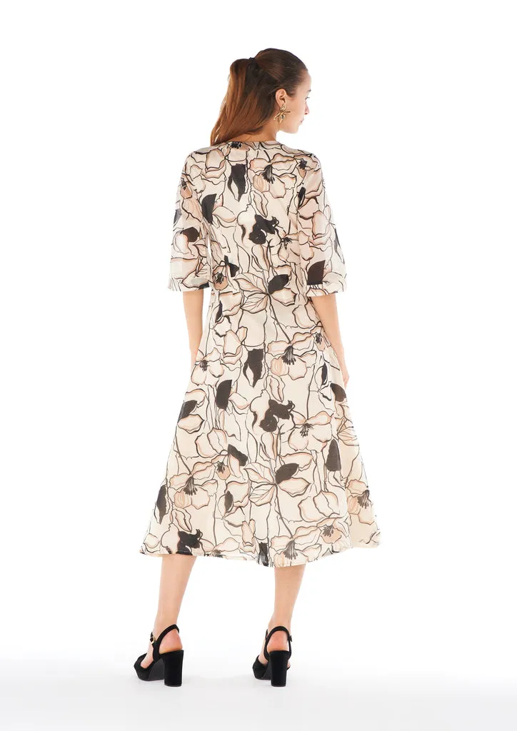 Flagelus Yao Beige Kaftan rochie bej lungă