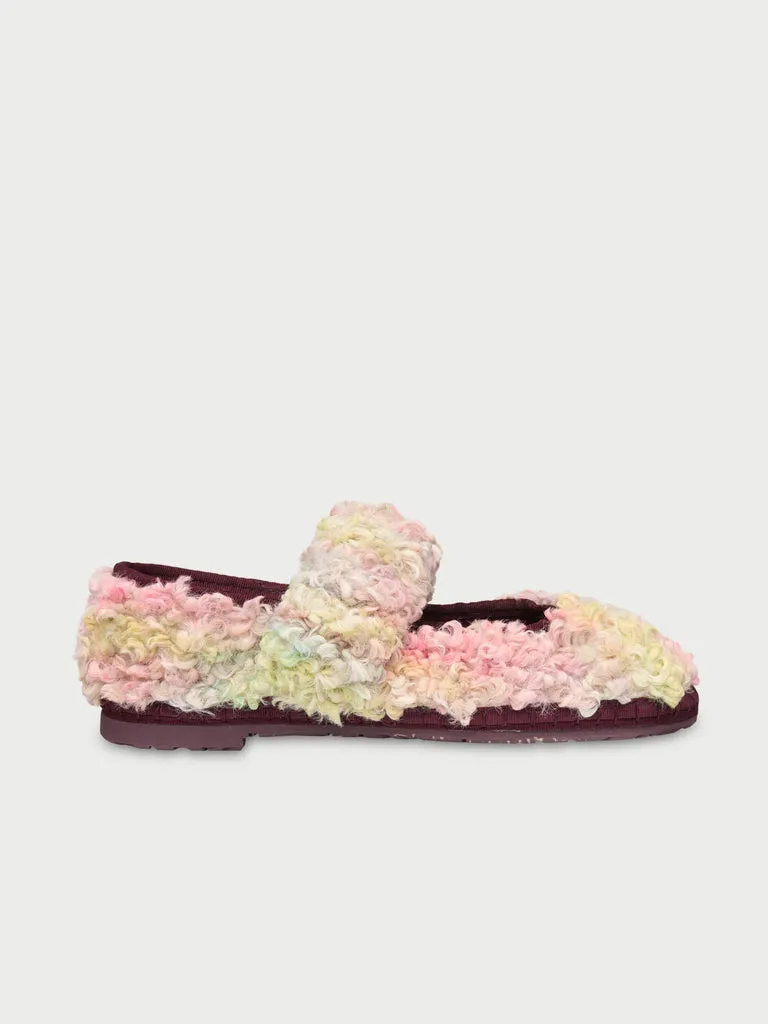Flabelus Mafalda Sherpy Pink pantofi lana multicolor
