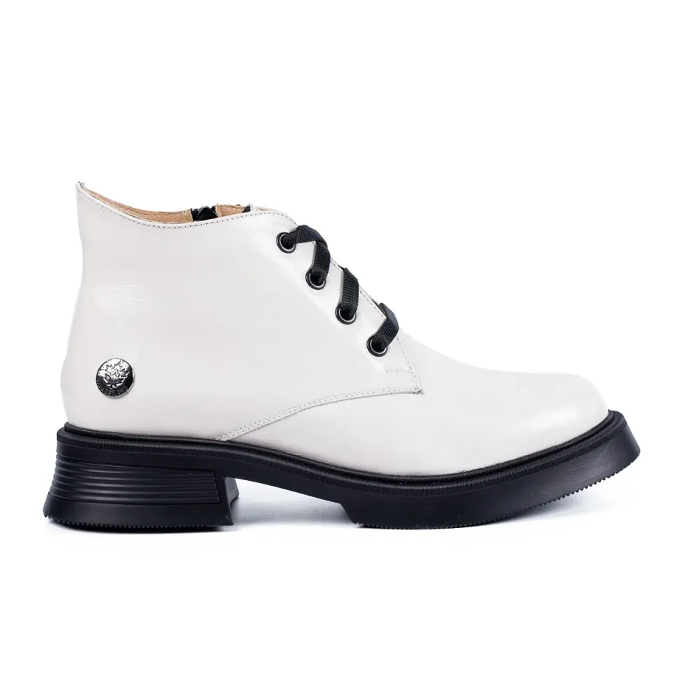 Lucas Shoes 412 ghete dama albe piele de iarna