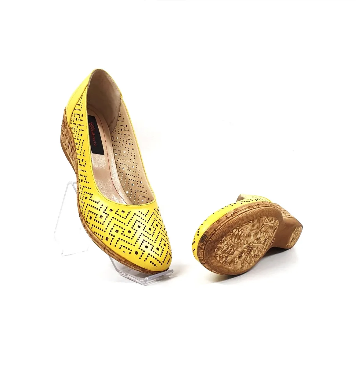 Catinca Shoes T14 GA pantofi piele naturala perforati galben