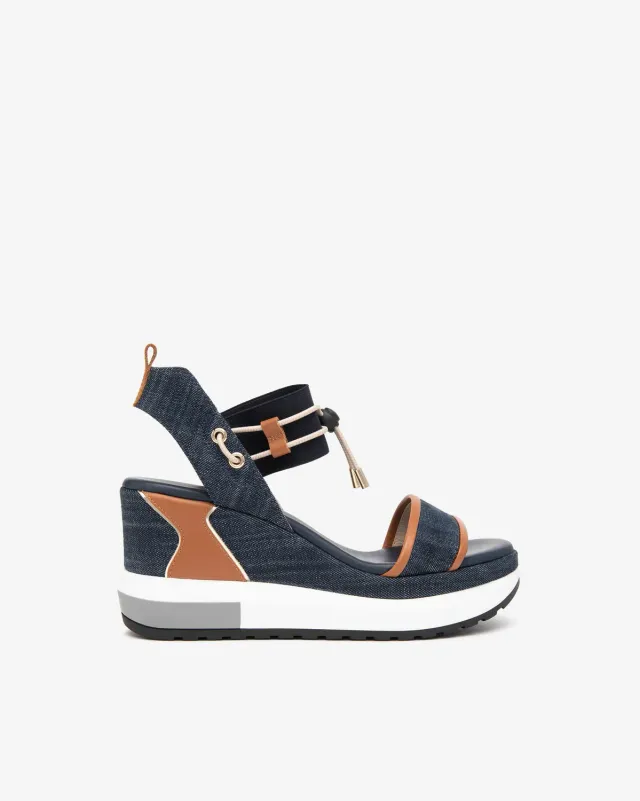 NeroGiardini sandale dama piele denim platforma 8 cm