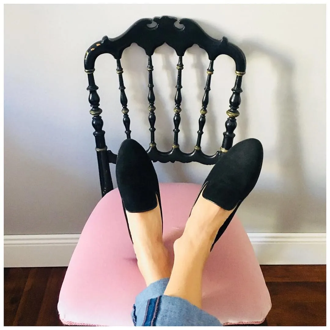 Cecilia Bringheli Ravello Black Suede saboti piele intoarsa