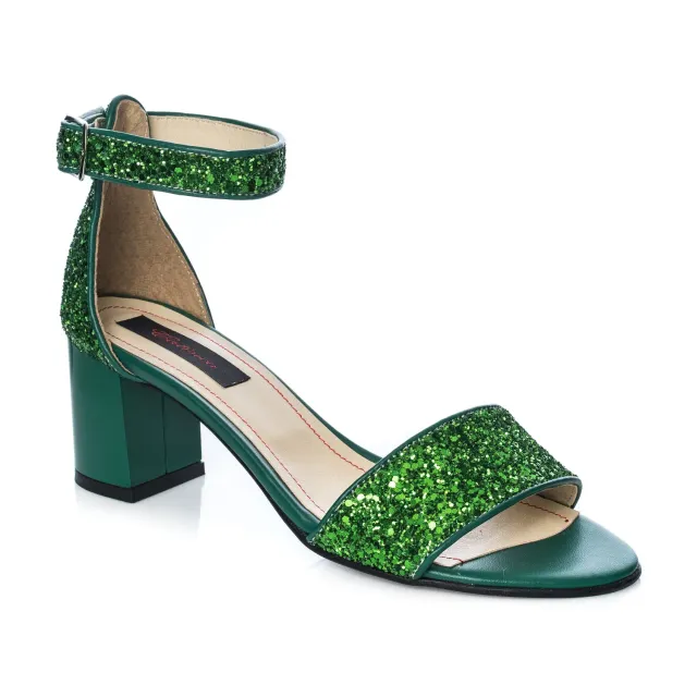 Catinca Glitter Verde S7 GV sandale dama verde piele naturala
