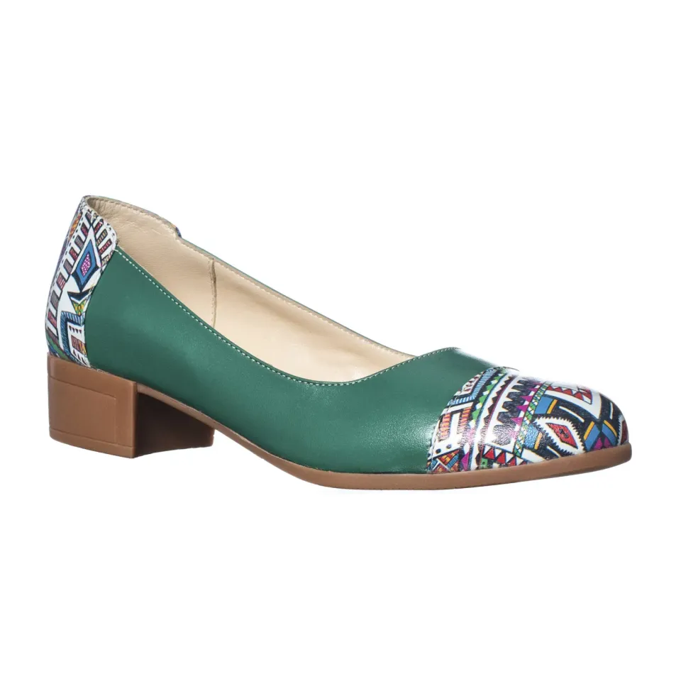 Catinca Shoes T6 VMT pantofi dama piele verde traditional