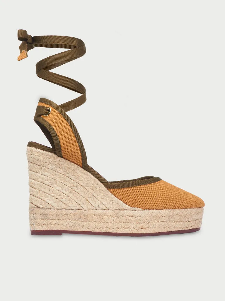 Flagelus Fiesta Mustard espadrile mustar cu snur