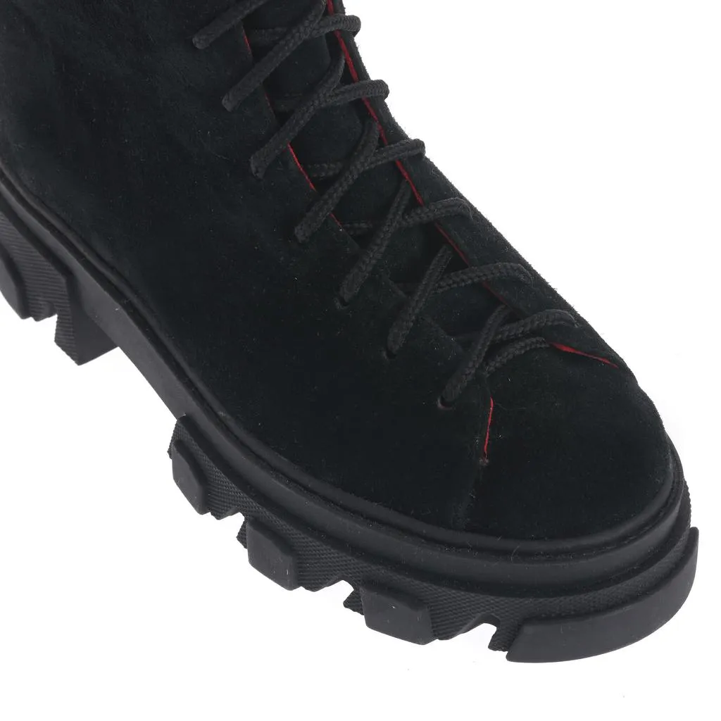 Ana Urbana Shoes Philadelphia bocanci negru-rosu piele intoarsa