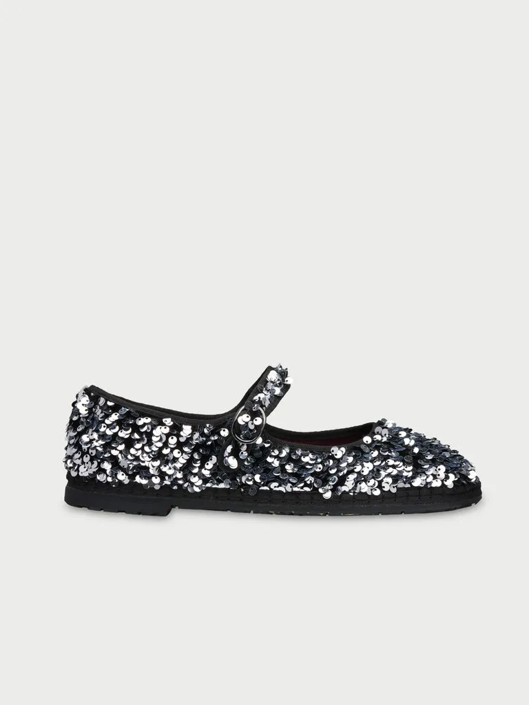 Flagelus Little Prince Gray pantofi mary jane gri paiete