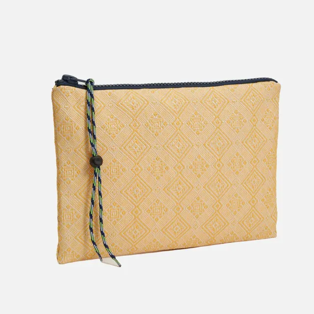 Cecilia Bringheli Ventiquattro pochetă jacquard galben-alb