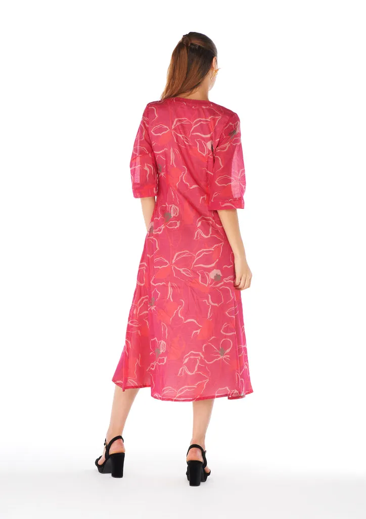 Flagelus Yao Pink Kaftan rochie lunga roz