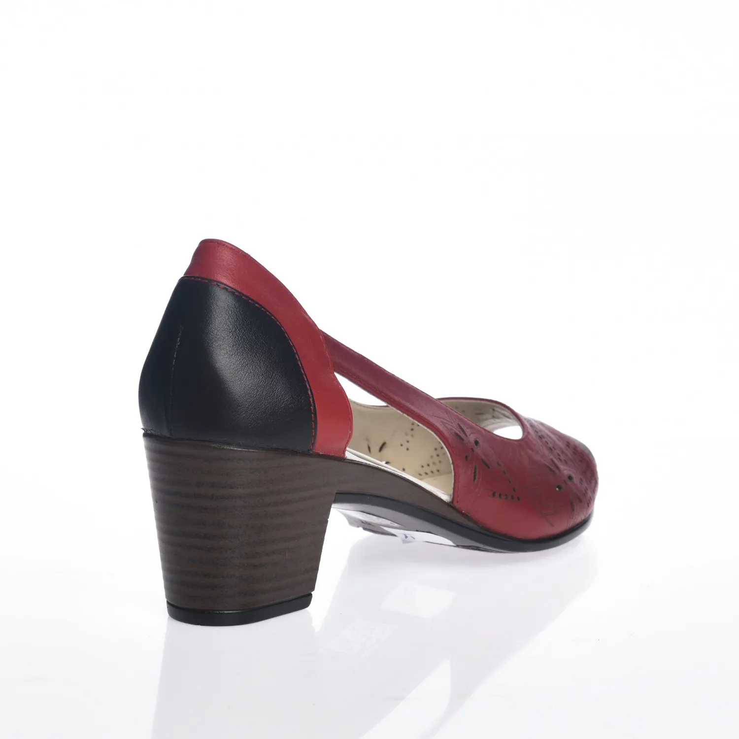 Catinca Shoes Rosu Negru T1 RN sandale dama piele naturala