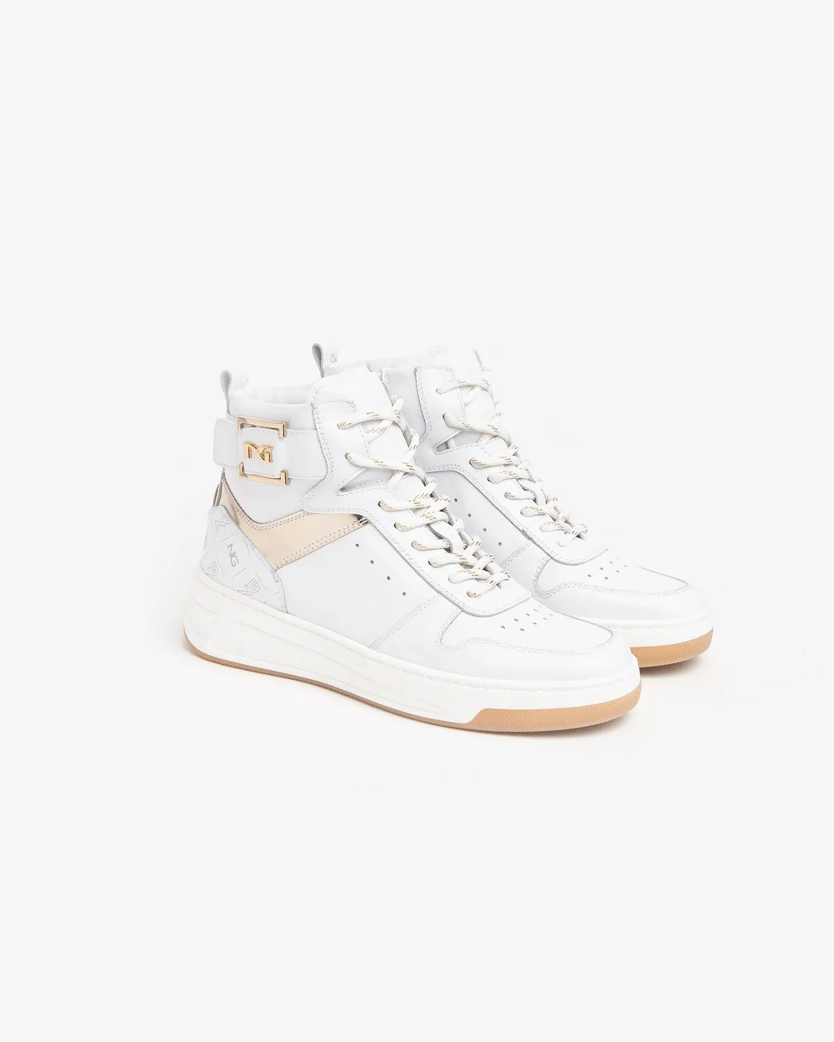 NeroGiardini Sneakers Damă Piele Înalți Monogram 4 cm