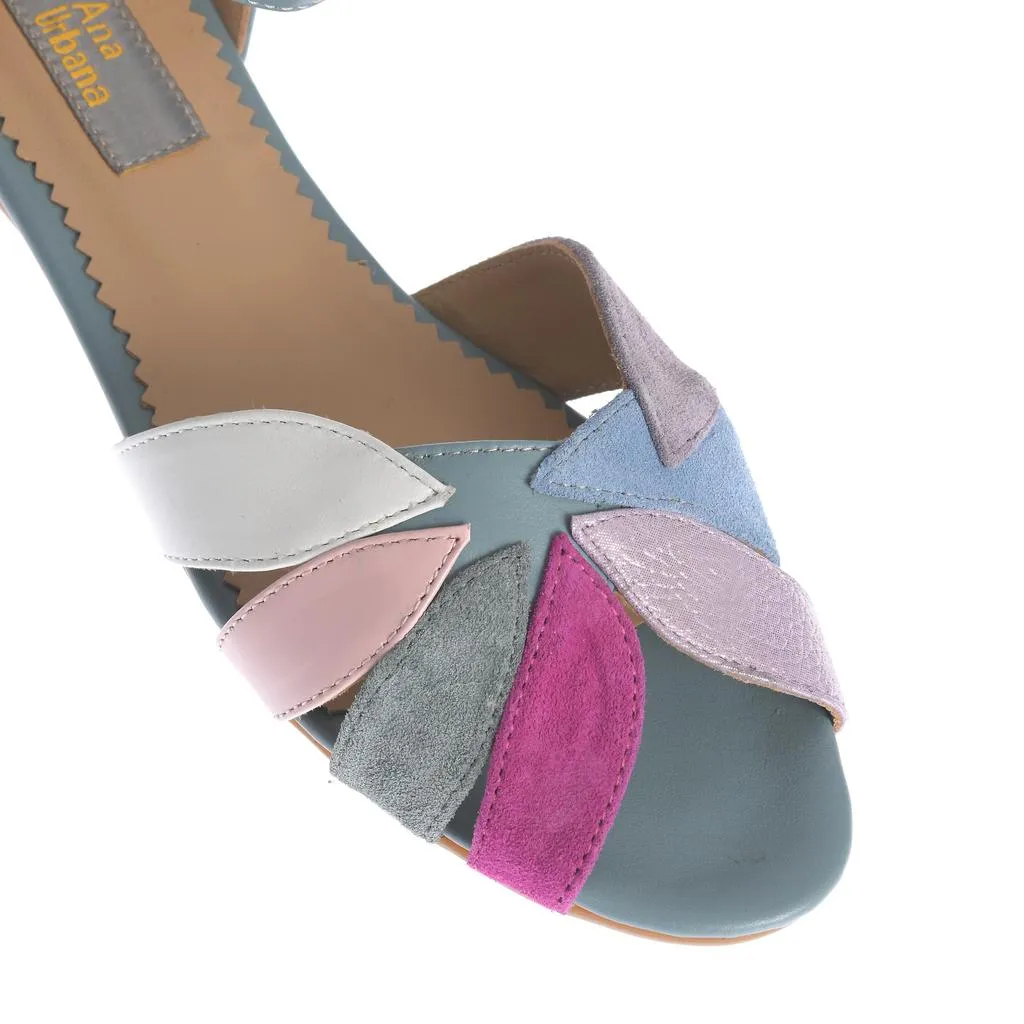 Ana Urbana Shoes San Antonio sandale albastre talpă plată