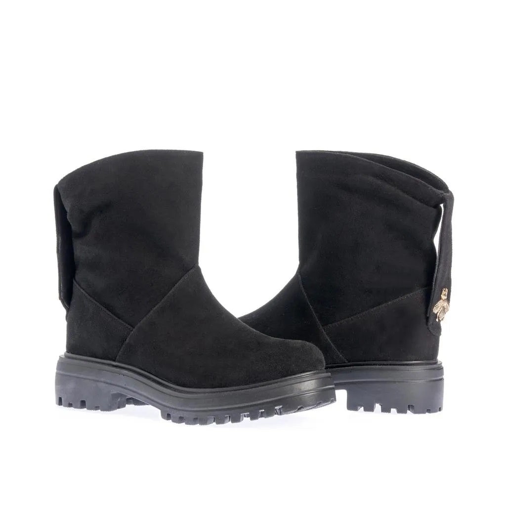 Ana Urbana Shoes Freya ghete negre piele întoarsă