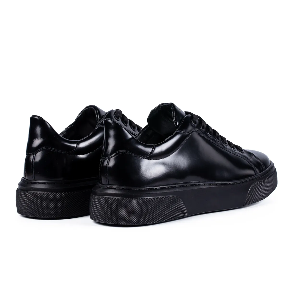 Lucas Shoes 510 sneakers negri lac mat piele