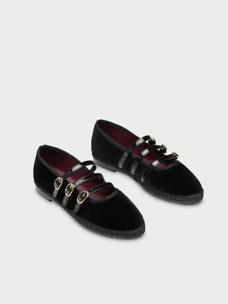 Flagelus Mina Black pantofi Mary Jane negru catifea