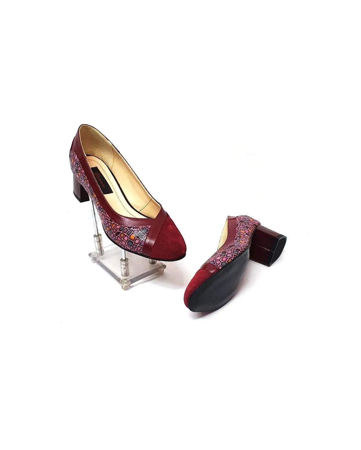 Catinca Shoes 208 BAPB pantofi damă bordo antilopă pietre piele