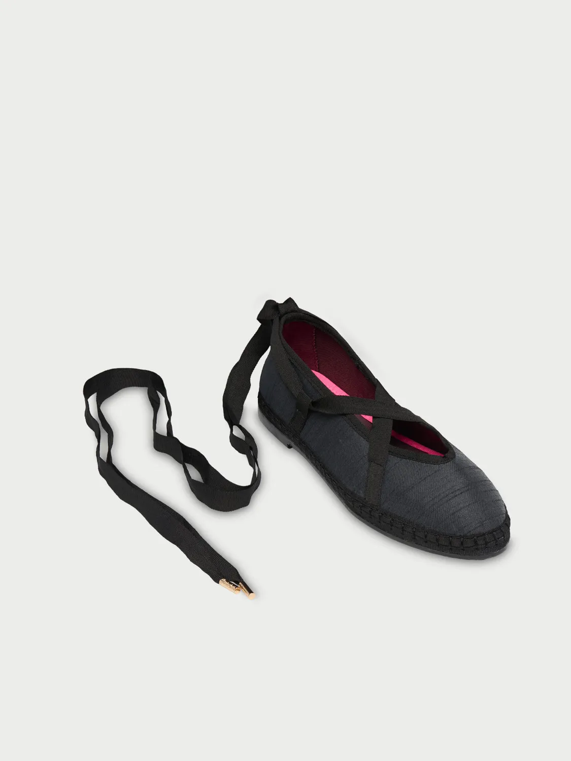 Flagelus Ribbon Caufield balerini negru matase