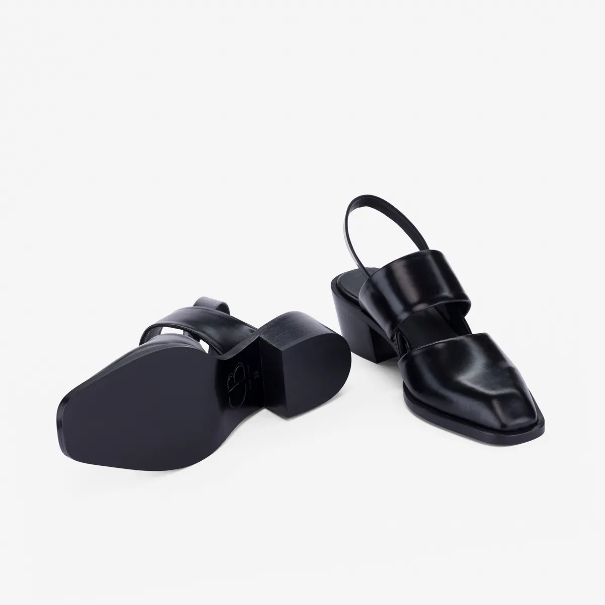 Cecilia Bringheli Marte pantofi slingback piele neagră toc 5cm