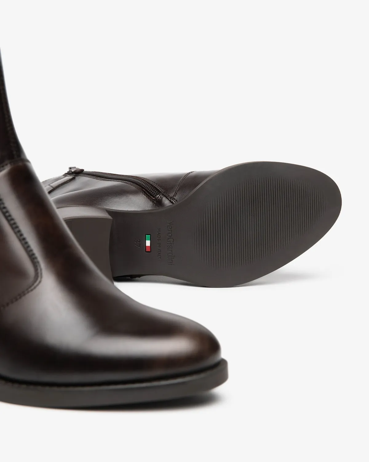 NeroGiardini ghete dama piele fermoar toc 4 cm