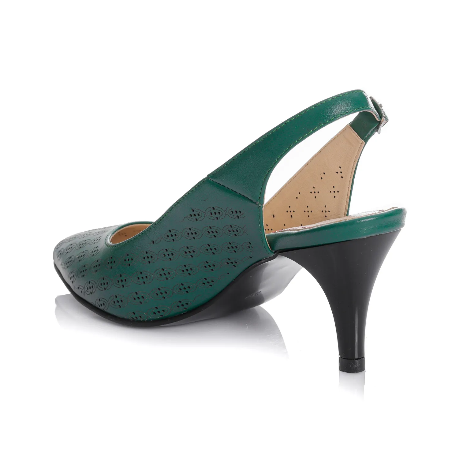 Catinca Shoes L018 VB sandale damă piele verde perforat