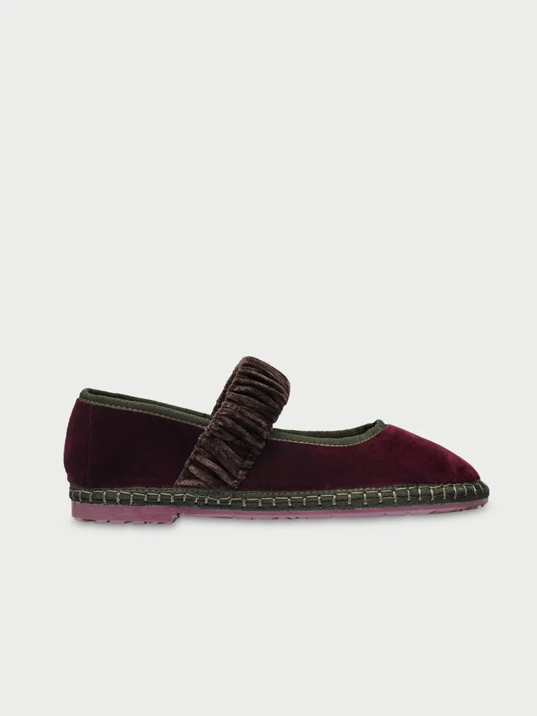Flagelus Mafalda Triple Tone Tango Wine pantofi catifea
