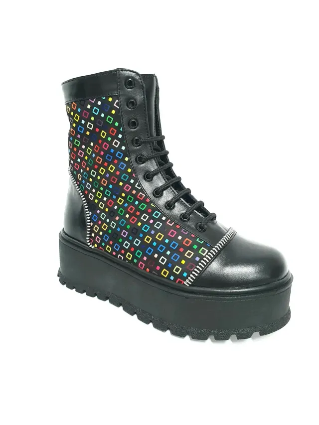 Catinca Shoes BC31 NBPC bocanci dama negru patratele piele