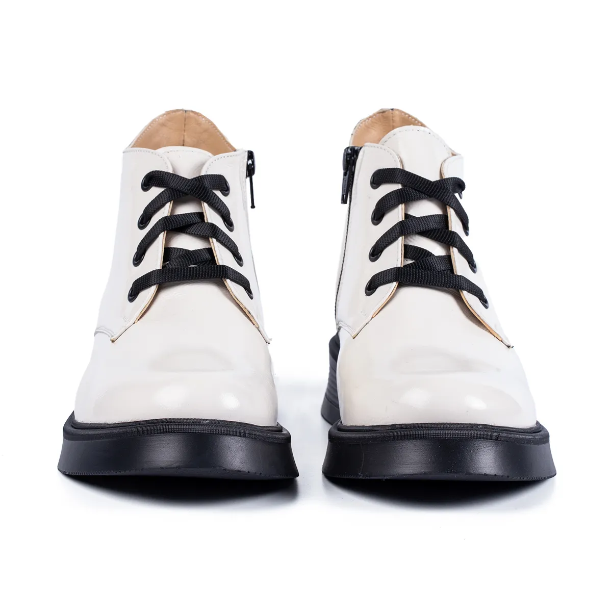 Lucas Shoes 412 ghete dama albe piele de iarna