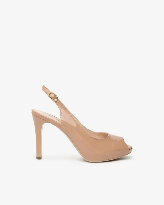 NeroGiardini pantofi slingback lac dama cu baretă