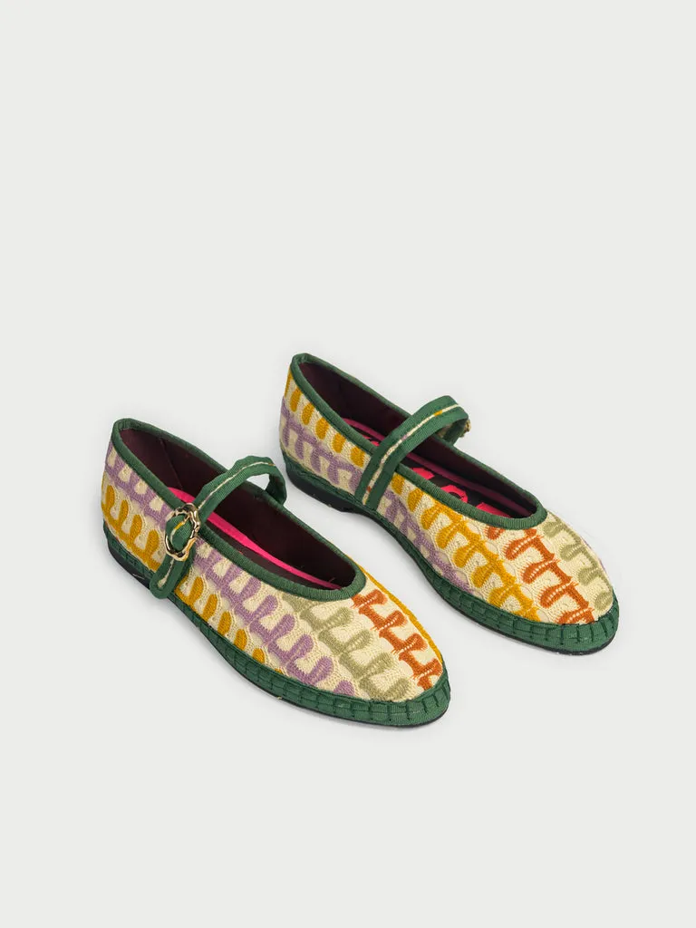 Flagelus Pierre Twist Green balerini verde catifea