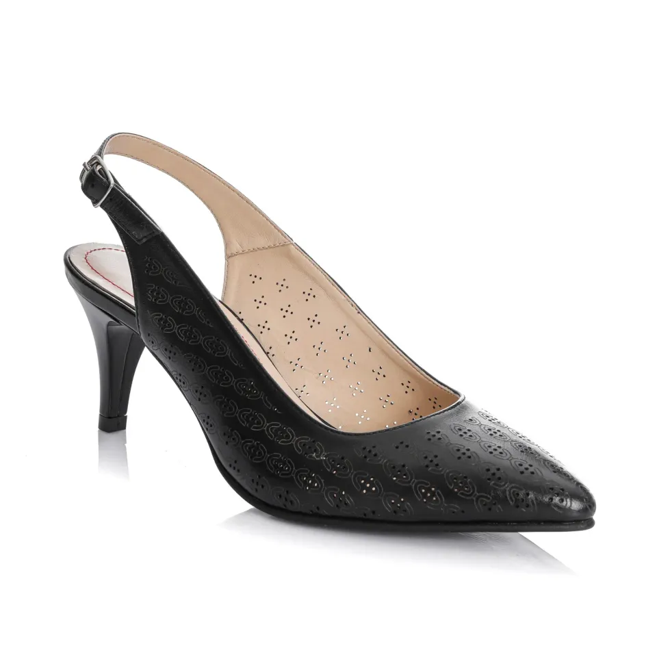 Catinca Shoes L018 NB sandale dama piele negru perforat
