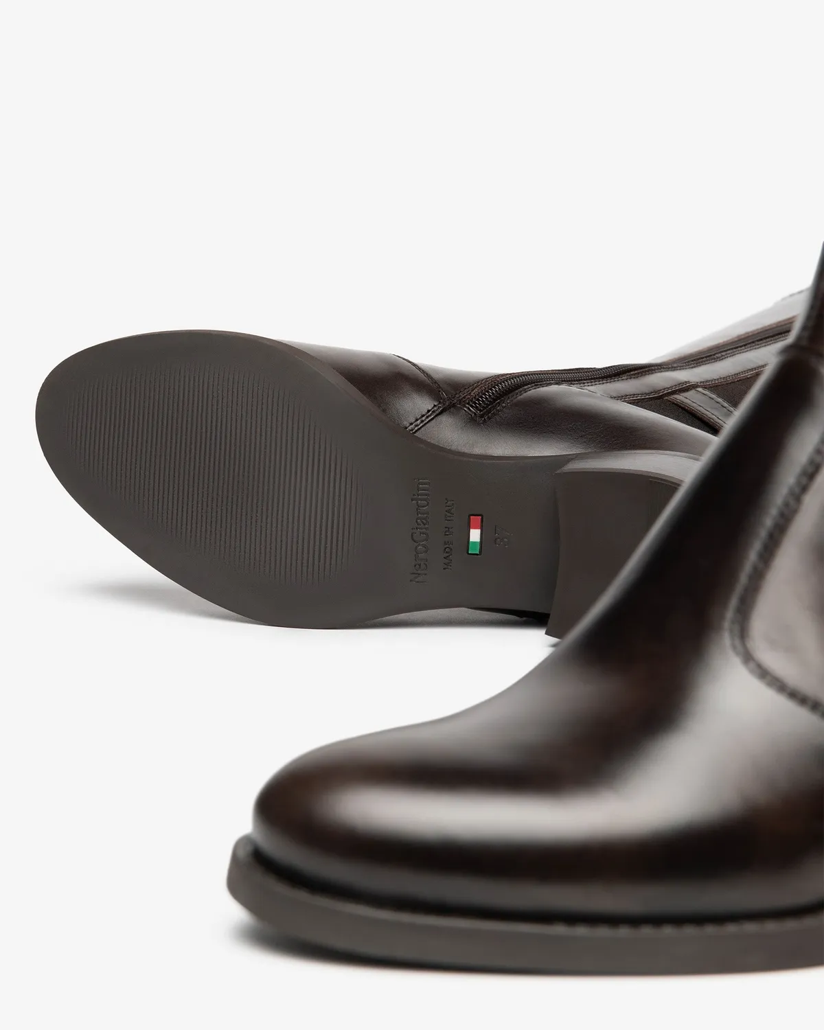 NeroGiardini cizme dama piele si textil cu toc 4 cm