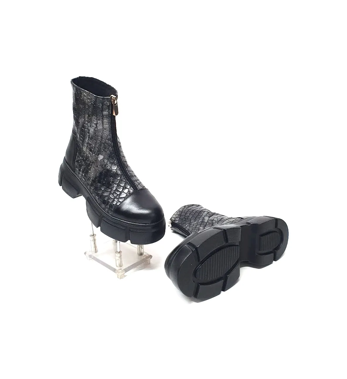Catinca Shoes BC25 SN bocanci dama piele naturala sarpe negru