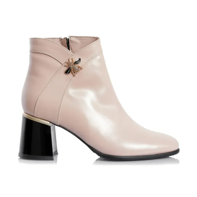 Ghete damă Catinca Shoes G441 N nude din piele naturală