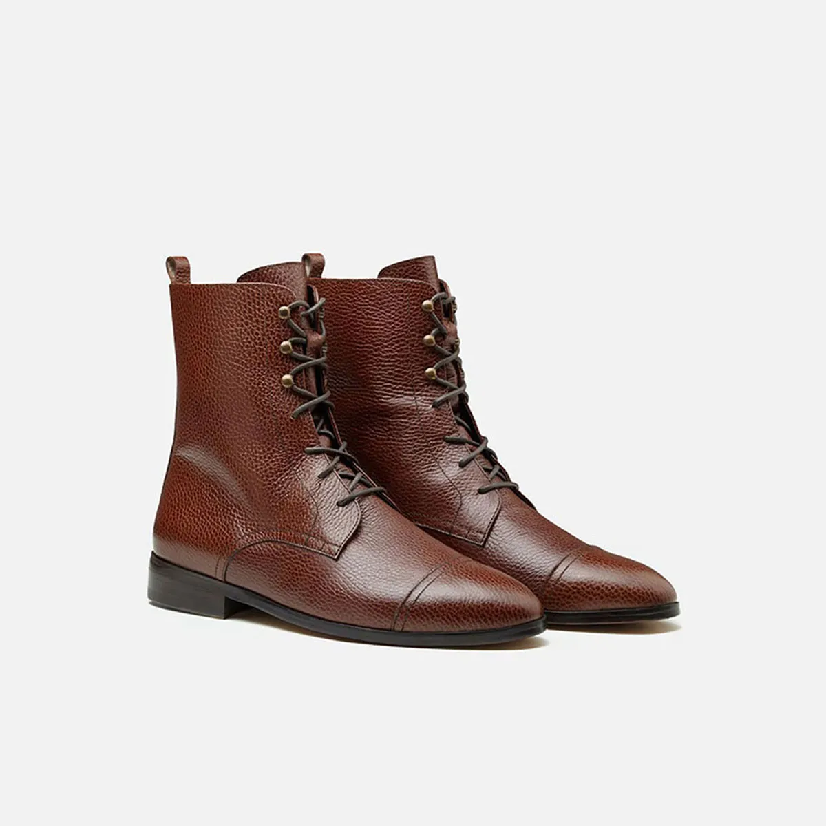 Cecilia Bringheli Eva Light Brown ghete piele cu șiret