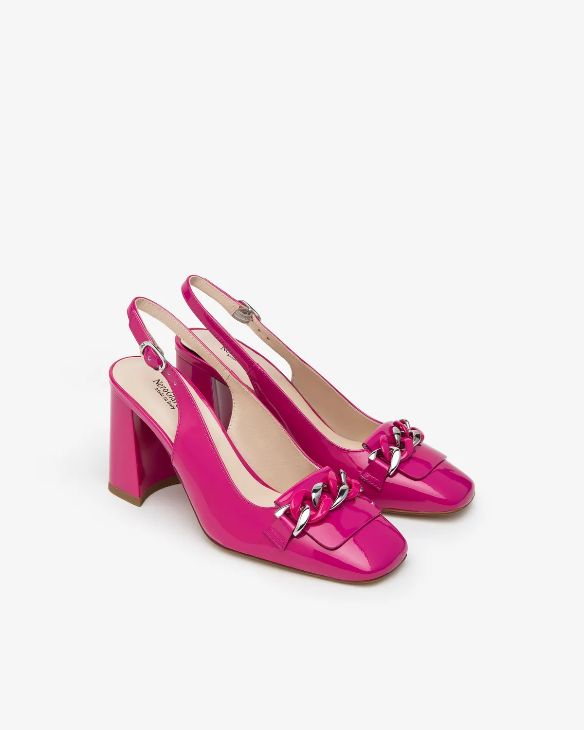 NeroGiardini pantofi damă lac slingback cu bareta