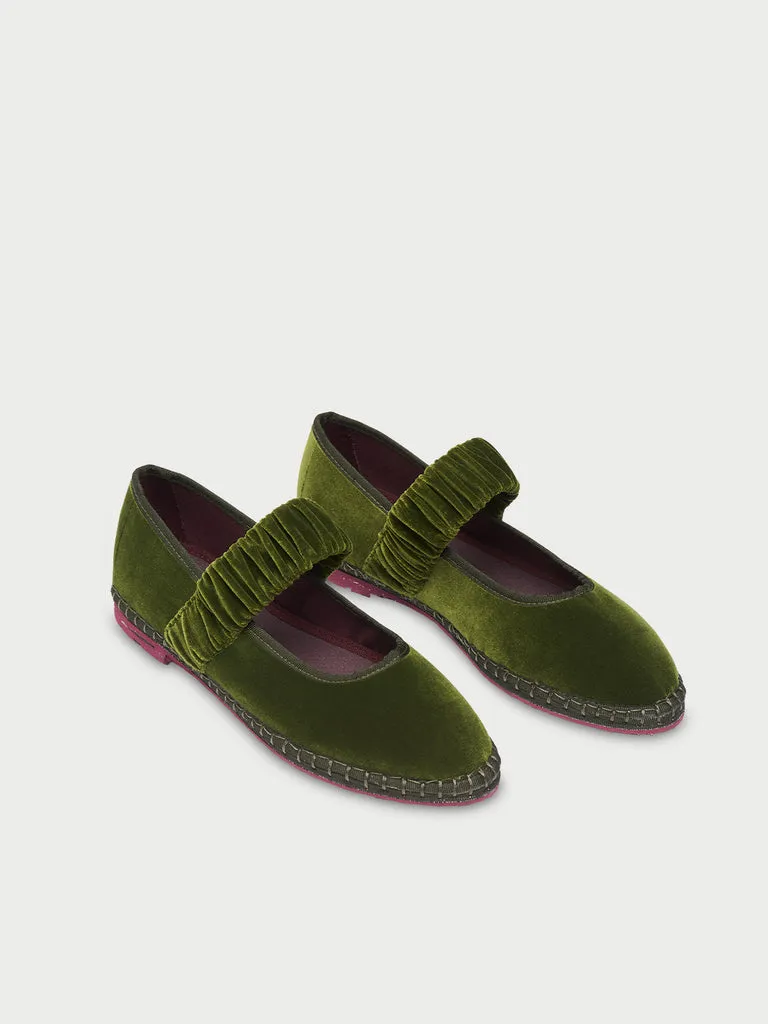Pantofi cu siret Flagelus Mafalda verde masliniu catifea