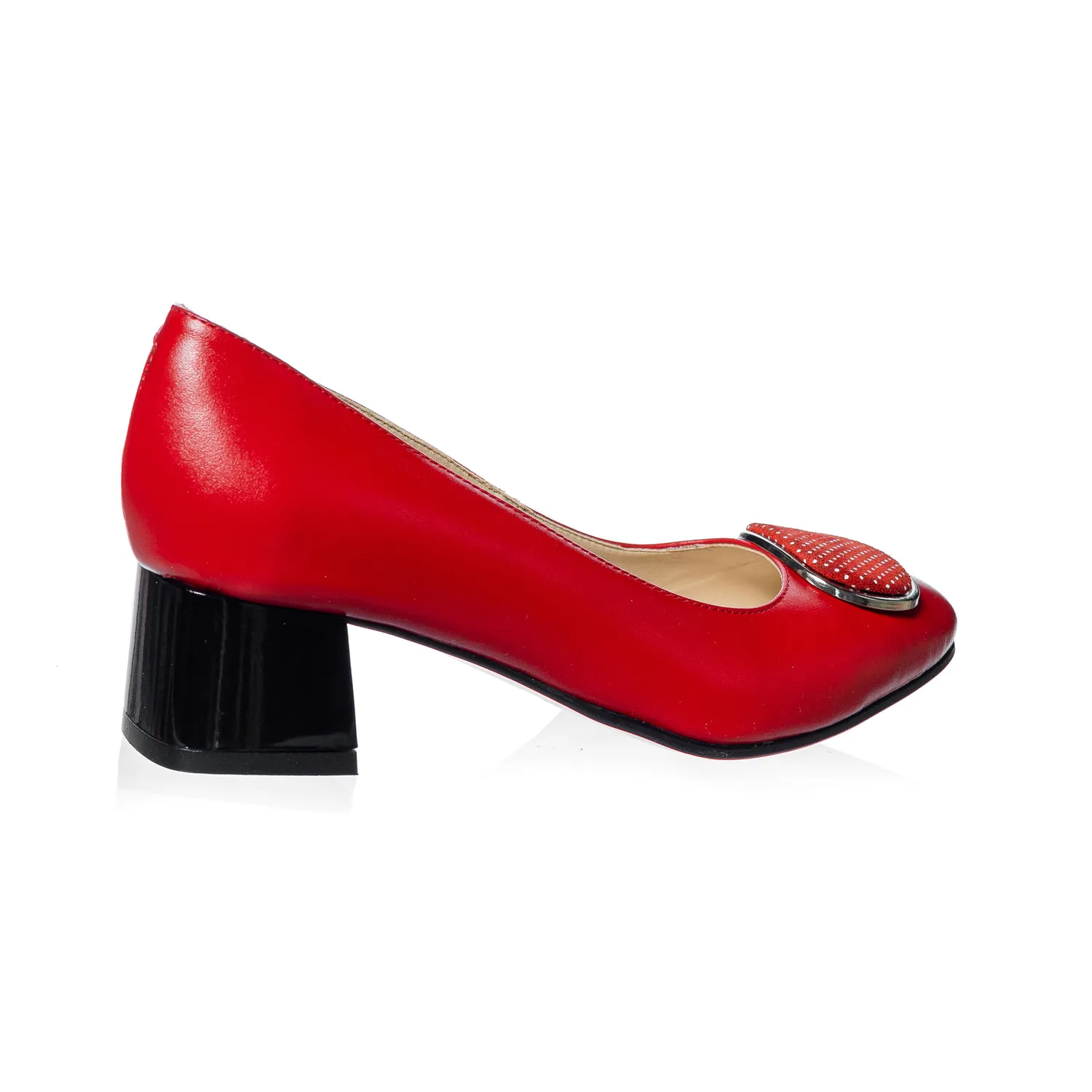 Catinca Shoes A21 RBPA pantofi piele rosu buline albe