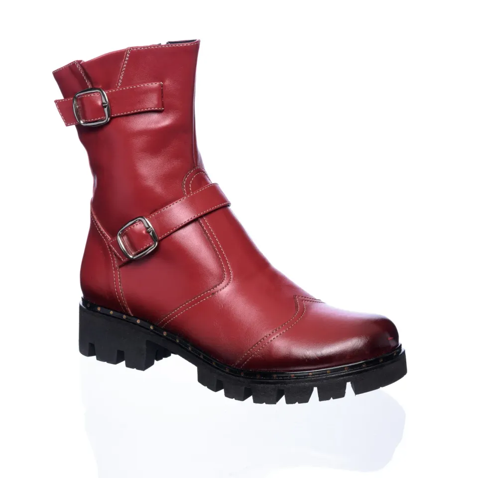 Catinca Shoes BC5 RP bocanci piele rosu perie