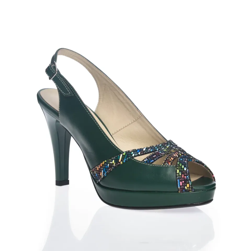 Catinca Shoes 025 VBM sandale dama verzi piele mozaic