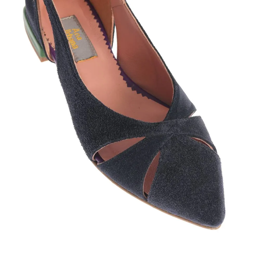 Ana Urbana Shoes New Orleans balerini bleumarin toc mic
