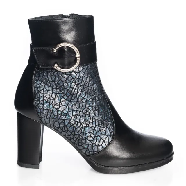 Catinca Shoes GX25 NSG ghete damă piele negru solzi gri