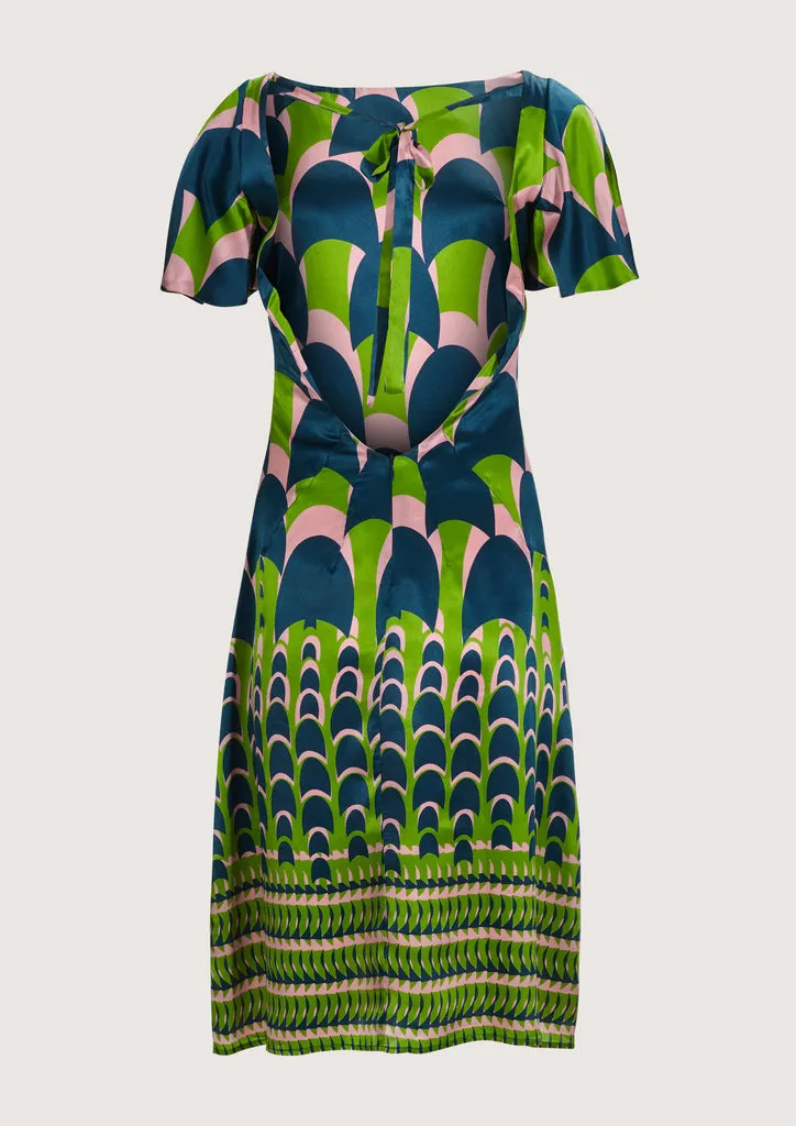Flagelus Jean Swim Green rochie midi mătase