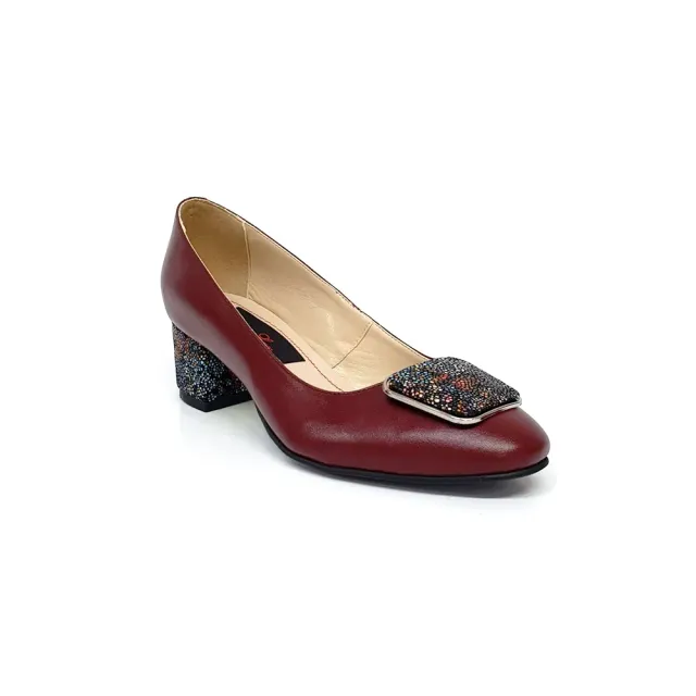 Catinca Shoes A21 BOBF pantofi dama piele bordo flori