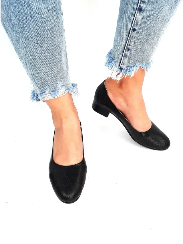 Catinca Shoes T9 N pantofi dama piele neagra perforata