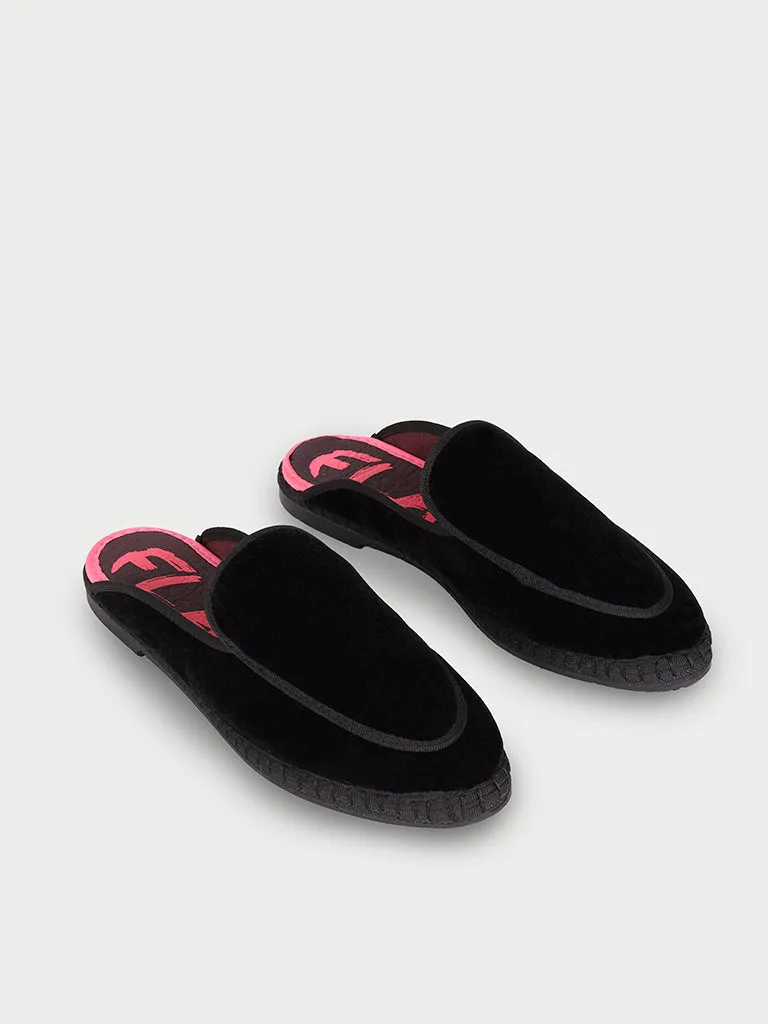 Flagelus Bruno Noir papuci barbati catifea neagra