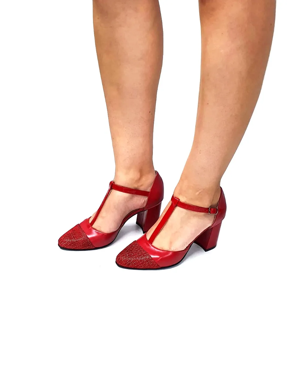Catinca Shoes D15 NBP sandale dama piele rosu cu puncte