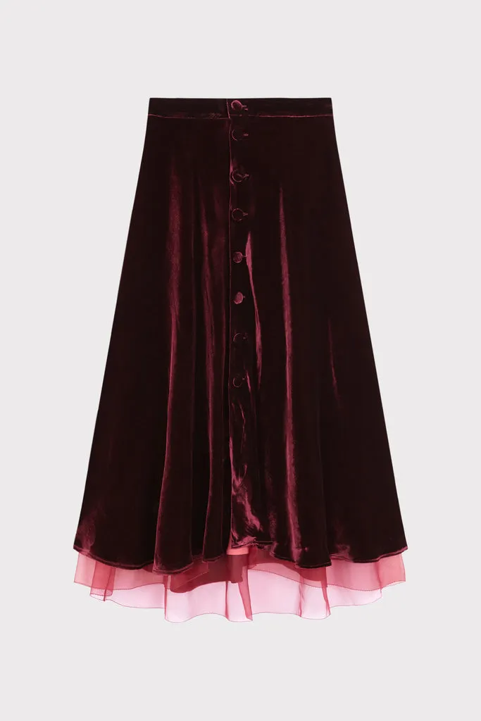 Flagelus Wicked Wave Wine fusta midi visinie matase