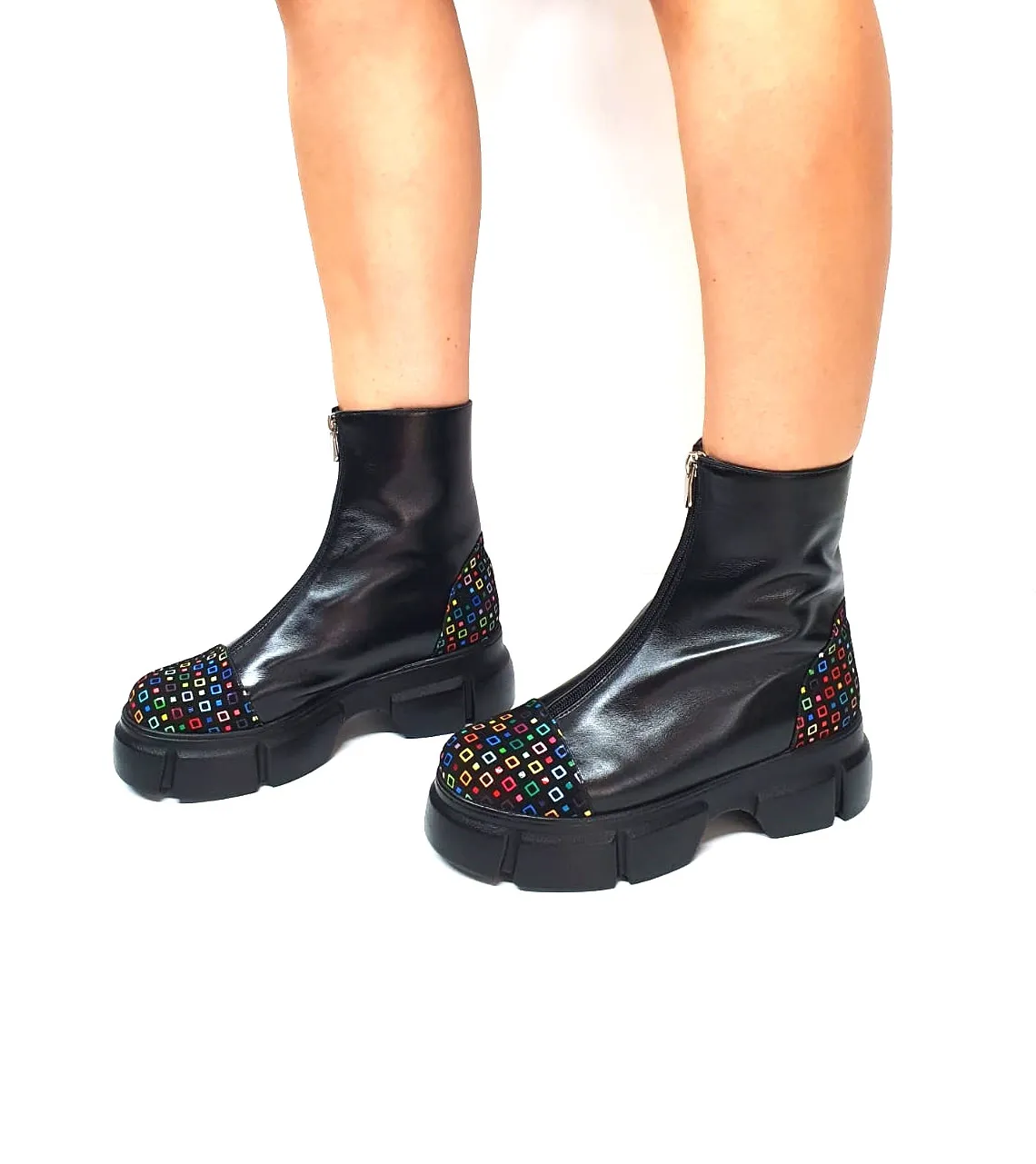 Catinca Shoes BC25 NPC bocanci damă piele cu pătrățele