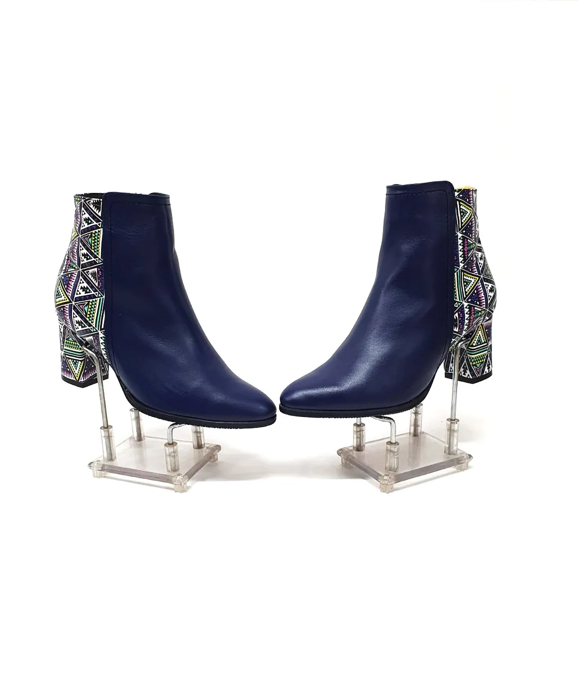 Catinca Shoes GX31 BLT ghete damă piele bleumarin triunghiuri